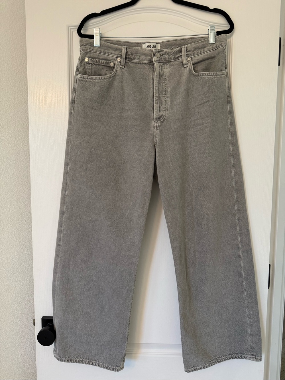 Agolde Ren Wide-Leg High-Rise Jeans in Light Gray
